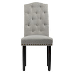 Solid Wood Tufted Dining Chairs, Kitchen Dining Room Chairs with Bronze Nailhead Trim Set of 2