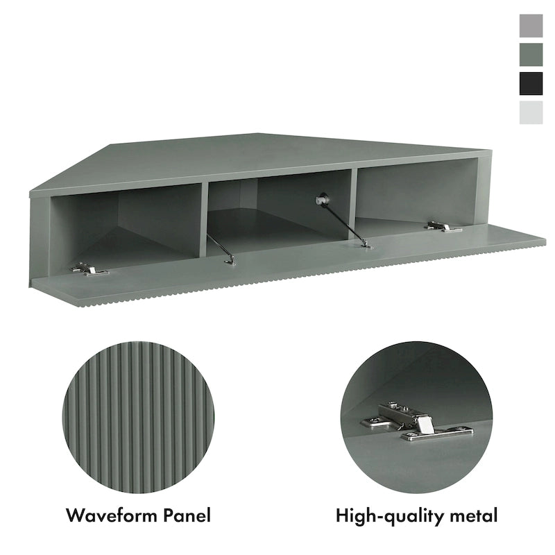 DH BASIC Transitional 47-inch 3-Shelf Corner Floating TV Stand by Denhour