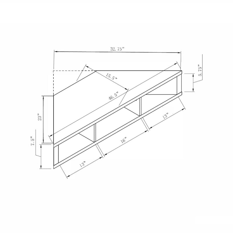 DH BASIC Transitional 47-inch 3-Shelf Corner Floating TV Stand by Denhour