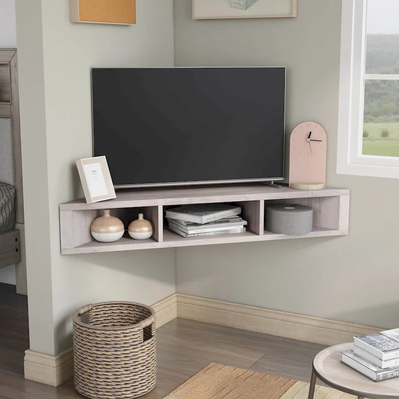 DH BASIC Transitional 47-inch 3-Shelf Corner Floating TV Stand by Denhour