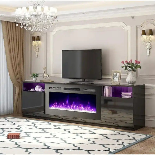 36 Electric Fireplace TV Stand, Entertainment Center & TV Console for TVs up to 80, Modern Fireplace Heater for Living Room