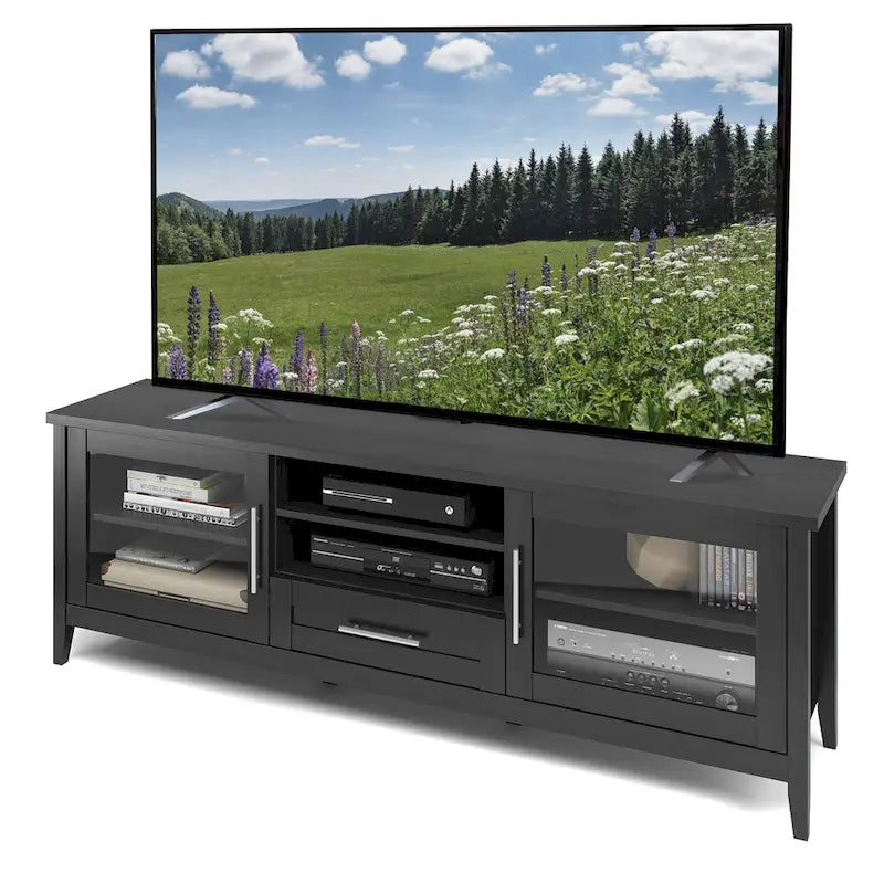 Mueble de TV con puertas de cristal para televisores de hasta 85"