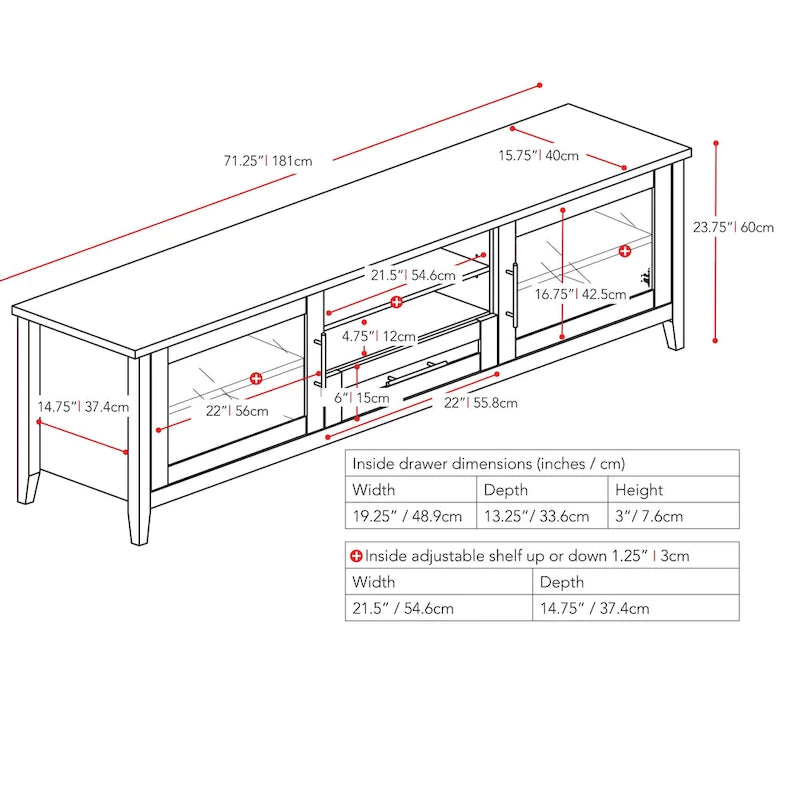 Mueble de TV con puertas de cristal para televisores de hasta 85"