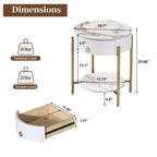 Myhozm Modern End Table with Storage Drawer, Round Nightstand with Metal Legs for Living Room, Bedroom, Office