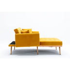 Velvet Upholstered Tufted Living Room Sleeper Sofa Chair With Rose Golden feet