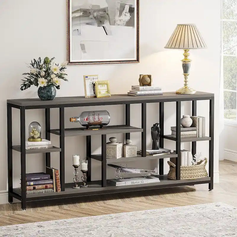 70.9 inch Console Sofa Table with Storage, 3-Tier Entryway Table for Hallway