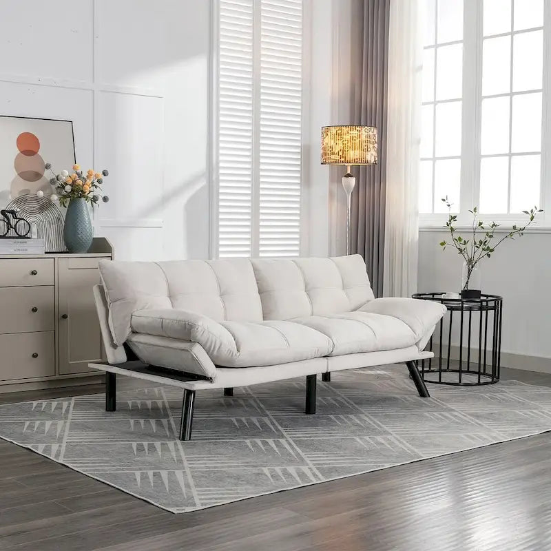 Canapé-lit futon 70,87, canapé pliable en mousse, lit de repos convertible avec accoudoirs réglables pour petits espaces