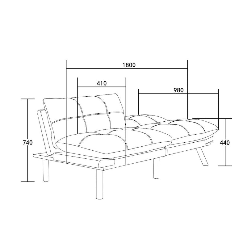 Canapé-lit futon 70,87, canapé pliable en mousse, lit de repos convertible avec accoudoirs réglables pour petits espaces