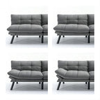 70.87 Futon Sofa Bed, Foam Foldable Couch Convertible Loveseat Sleeper Daybed with Adjustable Armrests for Small Space