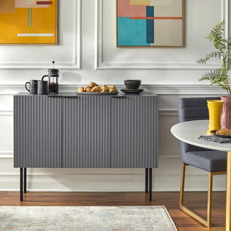 Lifestorey Valen Channel Front Sideboard/Buffet with Adjustable Shelves