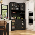 79Armoire de Rangement de Cuisine avec Portes Vitrées, Buffet Laqué