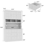 79Armoire de Rangement de Cuisine avec Portes Vitrées, Buffet Laqué