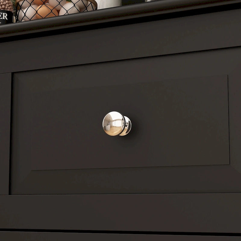 79Armoire de Rangement de Cuisine avec Portes Vitrées, Buffet Laqué