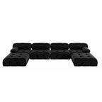 Black Modular Sectional Sofa Velvet Upholstered Sofa