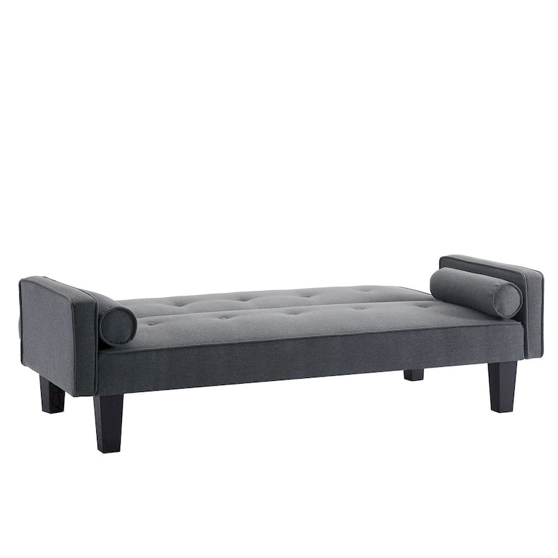Linen Fabric Modern Convertible Sofa Bed with Removable Armrests