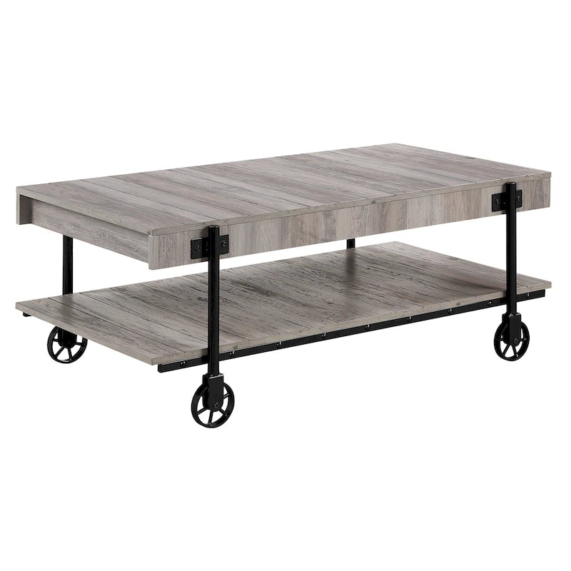 Table basse Hyssop Farmhouse de 47 po en acier à 1 étagère par Furniture of America