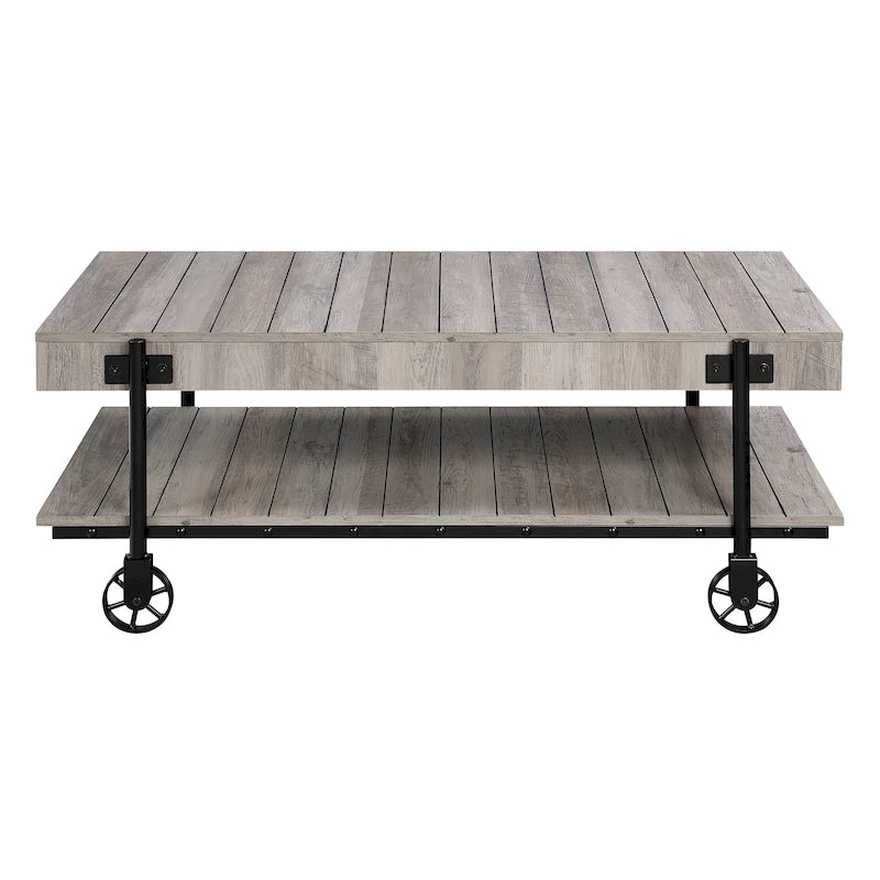 Table basse Hyssop Farmhouse de 47 po en acier à 1 étagère par Furniture of America