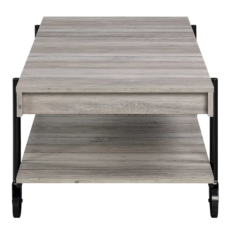 Table basse Hyssop Farmhouse de 47 po en acier à 1 étagère par Furniture of America