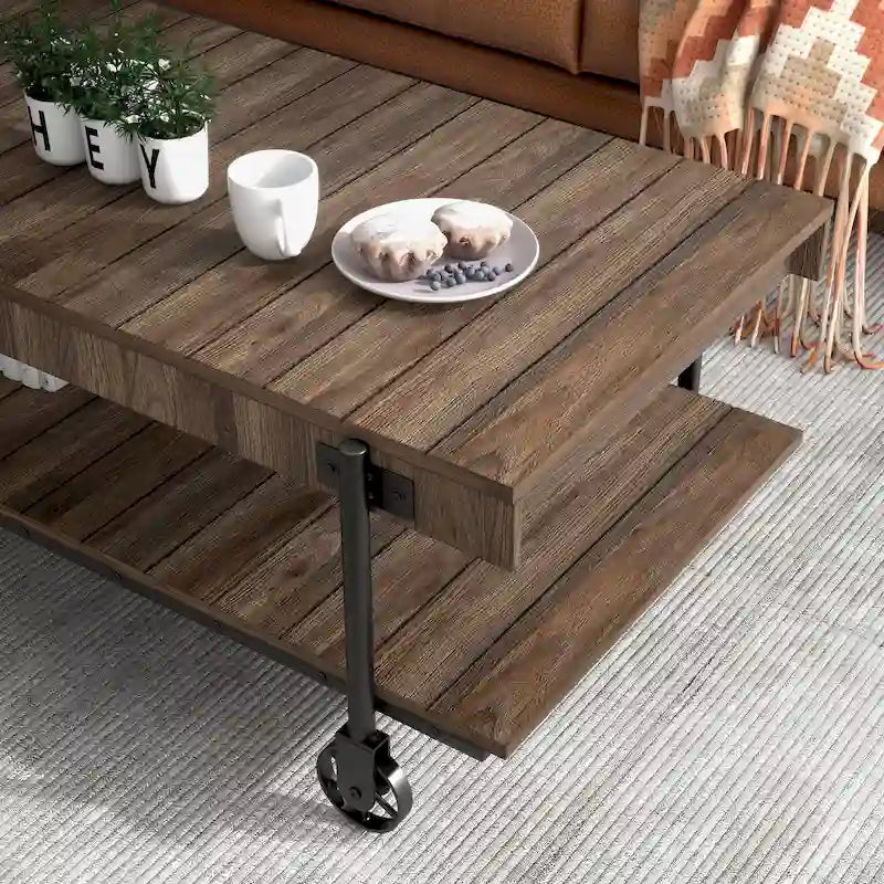Table basse Hyssop Farmhouse de 47 po en acier à 1 étagère par Furniture of America