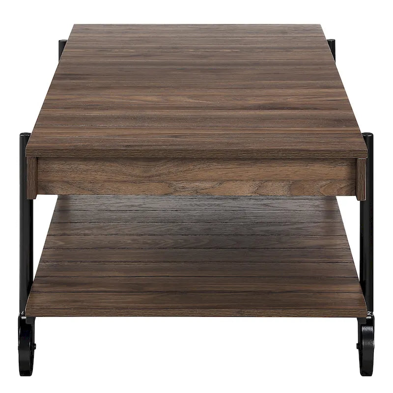 Table basse Hyssop Farmhouse de 47 po en acier à 1 étagère par Furniture of America