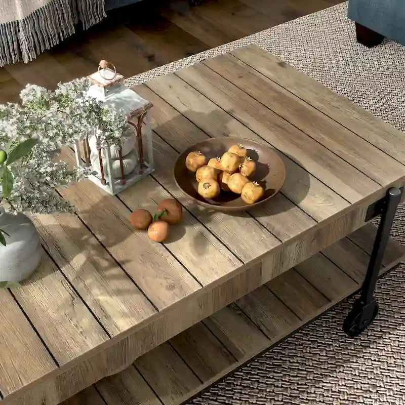 Table basse Hyssop Farmhouse de 47 po en acier à 1 étagère par Furniture of America