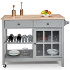 AVAWING 42 Rolling Kitchen Island Microwave Cabinet Trolley Cart