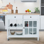 AVAWING 42 Rolling Kitchen Island Microwave Cabinet Trolley Cart