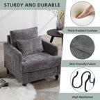 Fauteuil HOMEFUN en chenille avec accoudoirs en bois, style moderne du milieu du siècle, pour salon