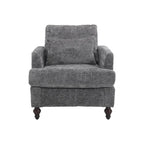 Fauteuil HOMEFUN en chenille avec accoudoirs en bois, style moderne du milieu du siècle, pour salon