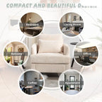 Fauteuil HOMEFUN en chenille avec accoudoirs en bois, style moderne du milieu du siècle, pour salon