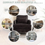 Fauteuil HOMEFUN en chenille avec accoudoirs en bois, style moderne du milieu du siècle, pour salon