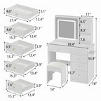 Vanity Set Dressing Table w/Lighted Makeup Mirror and Charging Station