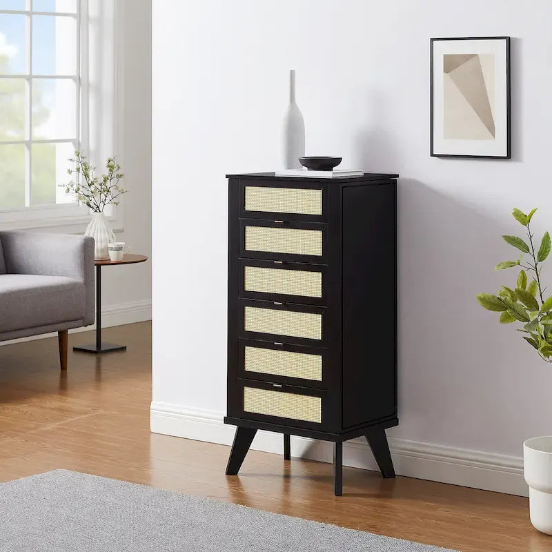 Adelphi Cane 5-Drawer Jewelry Armoire