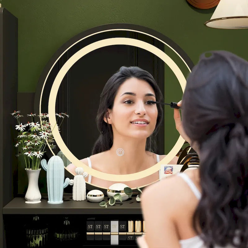 Coiffeuse avec miroir lumineux et tabouret - 52H