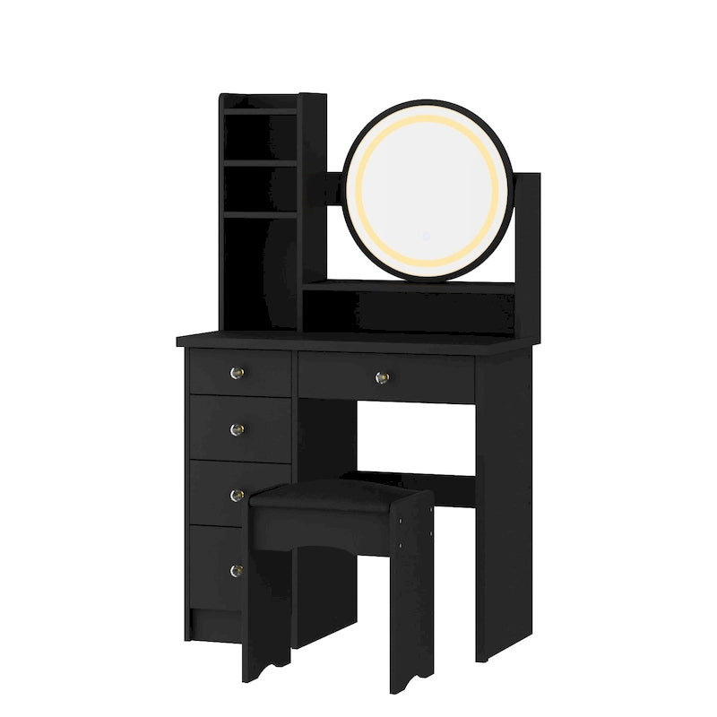 Coiffeuse avec miroir lumineux et tabouret - 52H