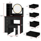Coiffeuse avec miroir lumineux et tabouret - 52H