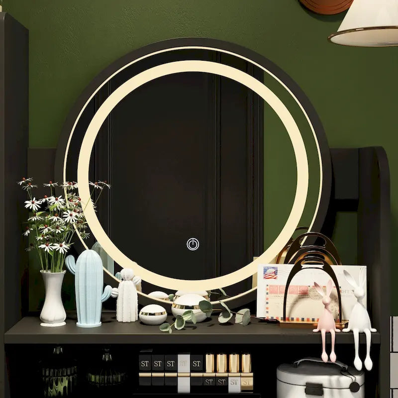 Coiffeuse avec miroir lumineux et tabouret - 52H