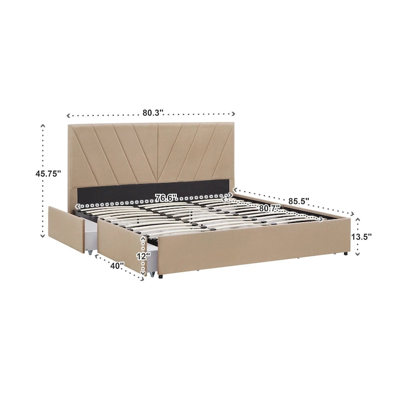 Arlert V-Channel Headboard Storage Platform Bed by iNSPIRE Q Modern