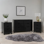 Purcell Pine Wood 3-Piece Bedroom Set with 6-Drawer Dresser and 3-Drawer Nightstands (Set of 2)