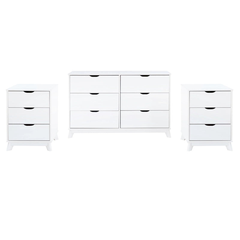 Purcell Pine Wood 3-Piece Bedroom Set with 6-Drawer Dresser and 3-Drawer Nightstands (Set of 2)
