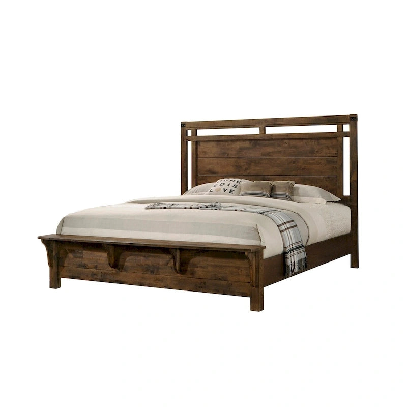 Joell 6 Piece Brown Ructic Panel Bedroom Set