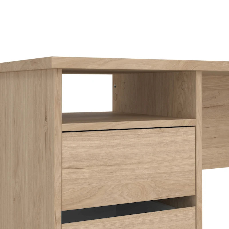 Porch & Den Wes Home Office Writing Desk with 3 Drawers and Open Shelf