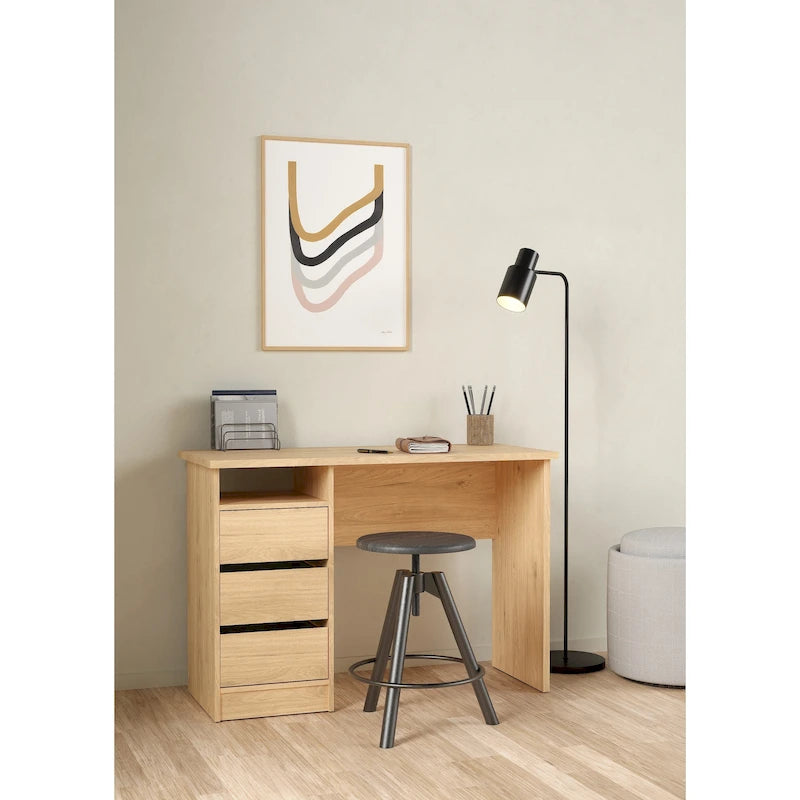 Porch & Den Wes Home Office Writing Desk with 3 Drawers and Open Shelf