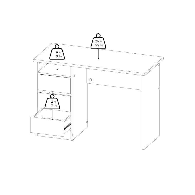 Porch & Den Wes Home Office Writing Desk with 3 Drawers and Open Shelf