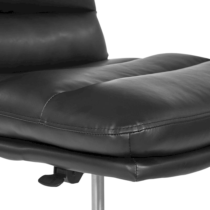 Sillón giratorio de oficina sin brazos con tapicería de piel sintética