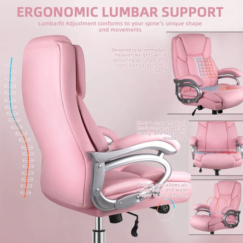 Bossin Big and Tall Executive Office Chair,500LBS Adjustable Lumbar Support Ergonomic Chair with High Back PU Leather Computer