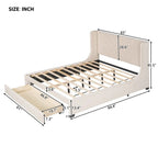 Queen Size Platform Bed with Wingback Headboard and a Big Drawer