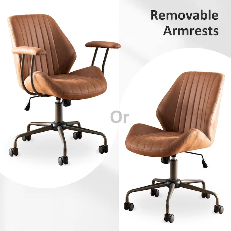 OVIOS Suede Fabric Ergonomic Office Chair Desk Chair Lumbar Support