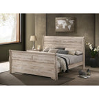 Ensemble de chambre à coucher Roundhill Furniture Imerland avec finition blanchie contemporaine, lit traîneau, commode, miroir, deux tables de chevet, chiffonnier