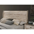 Ensemble de chambre à coucher Roundhill Furniture Imerland avec finition blanchie contemporaine, lit traîneau, commode, miroir, deux tables de chevet, chiffonnier